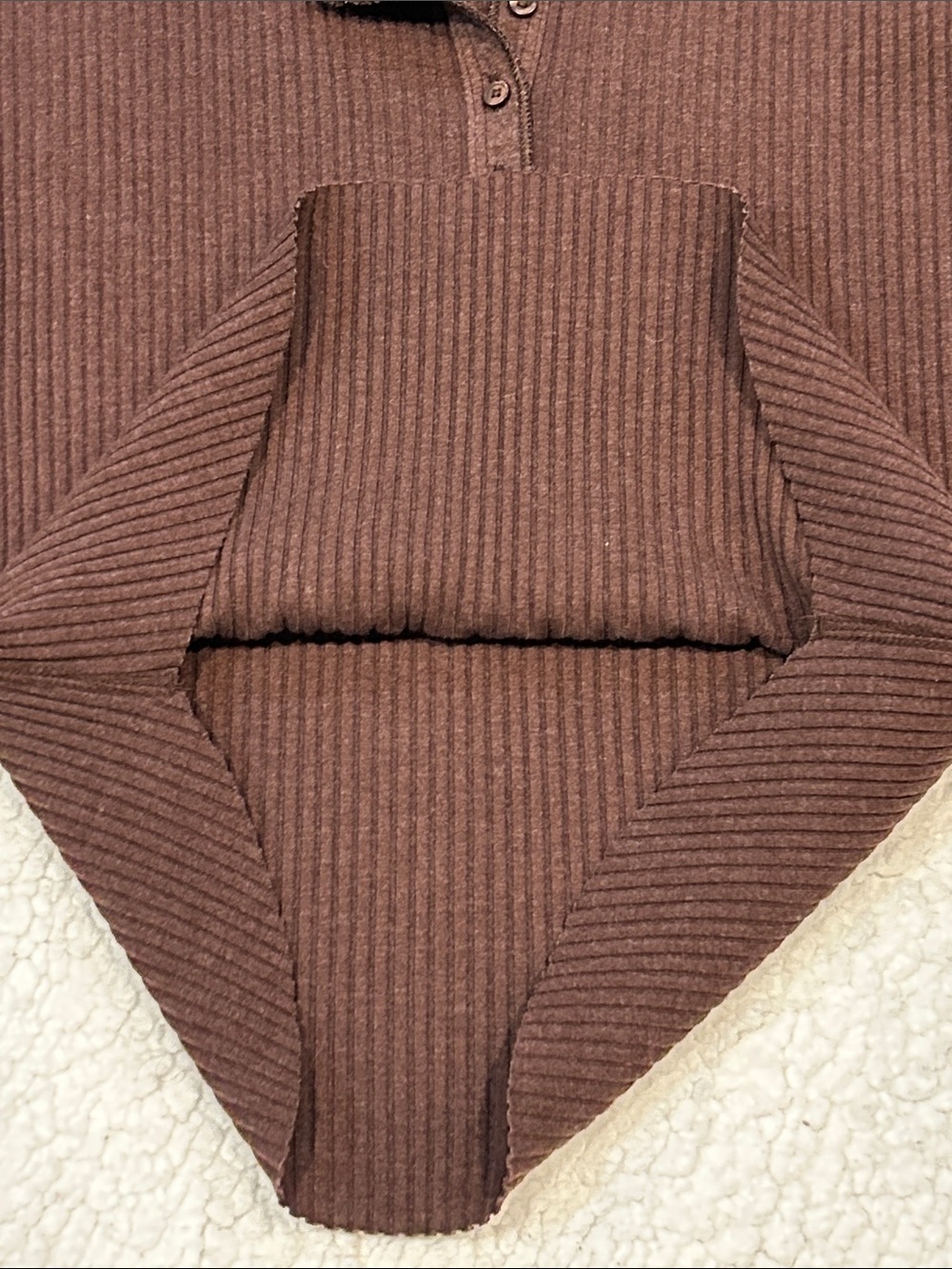 Aerie Brown Fitted Ribbed Scoop Neck Long Sleeve Henley Top size Small - Picture 11 of 16